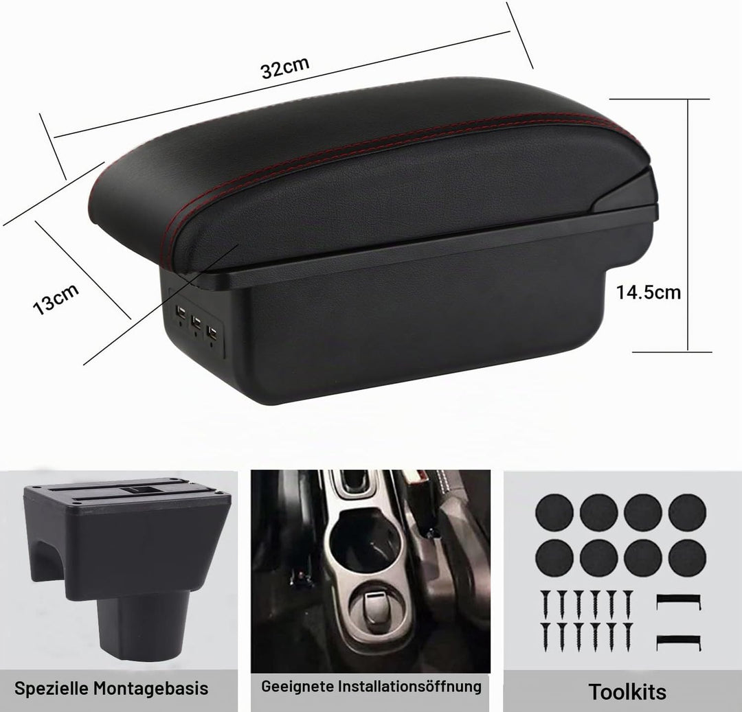 Auto Armlehnen für Duster I 2010-2015 Doppelschicht Mittelkonsole Grosse Aufbewahrungsbox mit 3 USB-