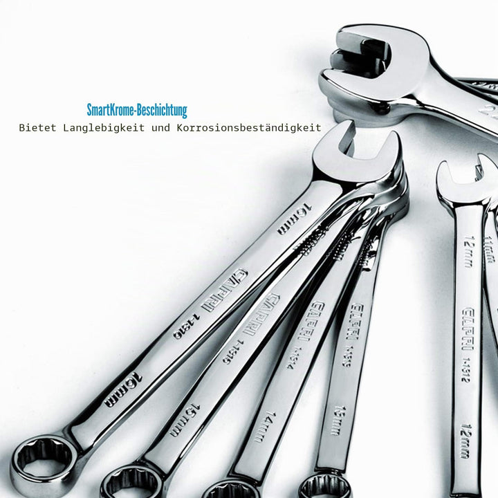 Capri Tools SmartKrome Ringmaulschlüssel-Set mit der Mechanikerablage, CP11390MT, 19-Piece Metric/Me