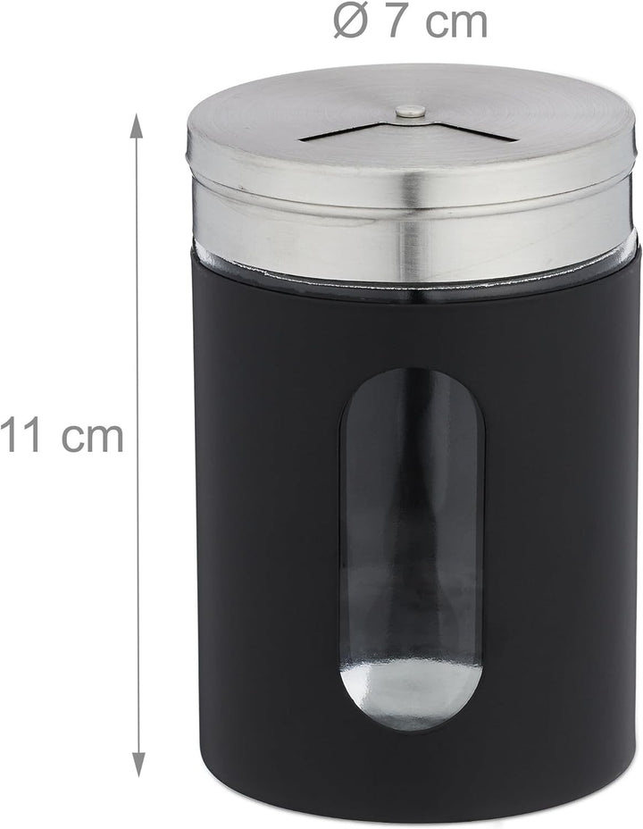 Relaxdays Gewürzstreuer, 6er Set, 3 Streugrössen, Gewürze & Kräuter, XL Gewürzgläser, 290 ml, Glas &