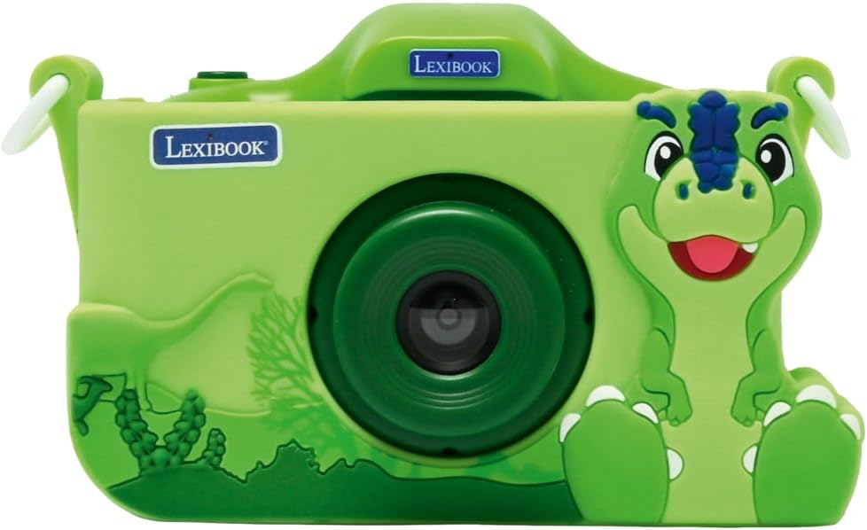 Lexibook, Dinosaurier, 4-in-1-Kamera für Kinder mit Schutz, Foto-, Video-, MP3- und Spielfunktionen,