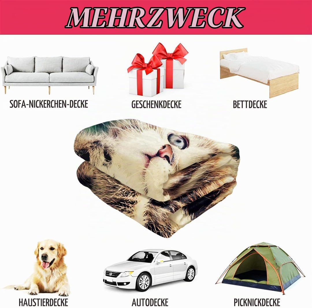 YISUMEI - 150 x 200 cm Decke - Liebenswerte Katze Fleecedecke,Kaschmir-Gefühl Kuscheldecke Geeignet