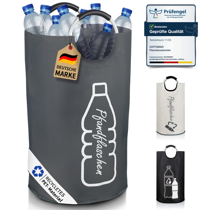 Cottara Original recycelter Flaschensammler für Leergut faltbar wasserdicht – Aus recycelten PET-Fla