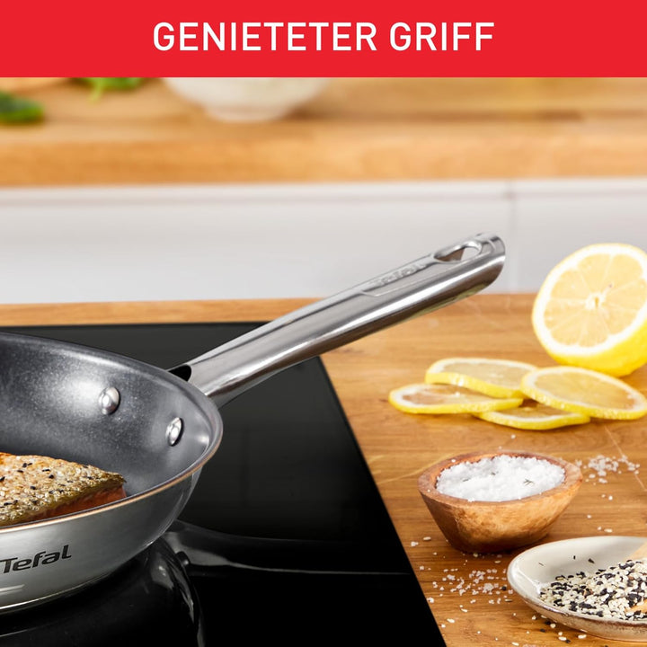 Tefal Duetto On Pfannen-Set, 2-tlg. 24/28 cm, unversiegelt, dicker Wärmediffusionsboden, Komfort-Gri