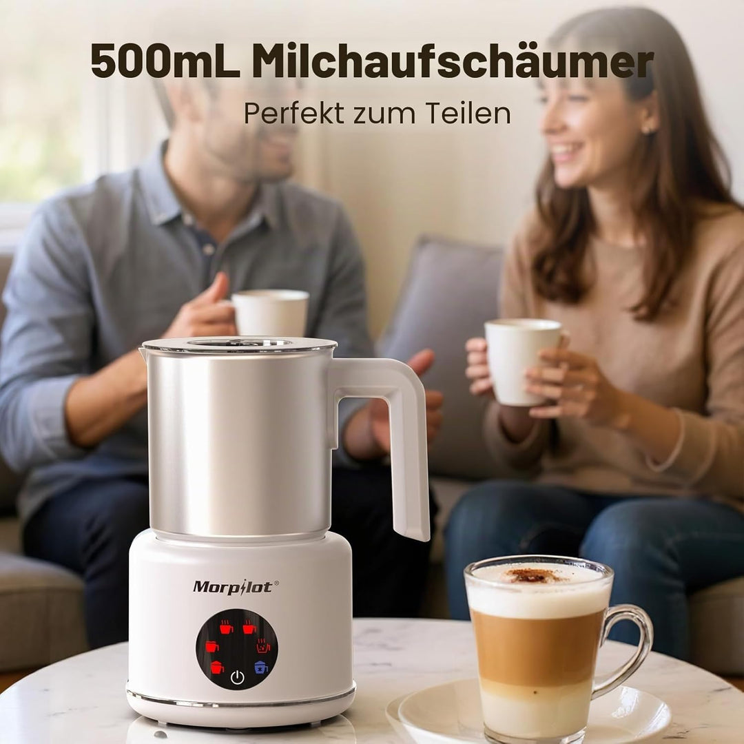 Morpilot Milchaufschäumer Elektrisch, 6 in 1 Milchschäumer für heisser, kalter und heisser Schokolad