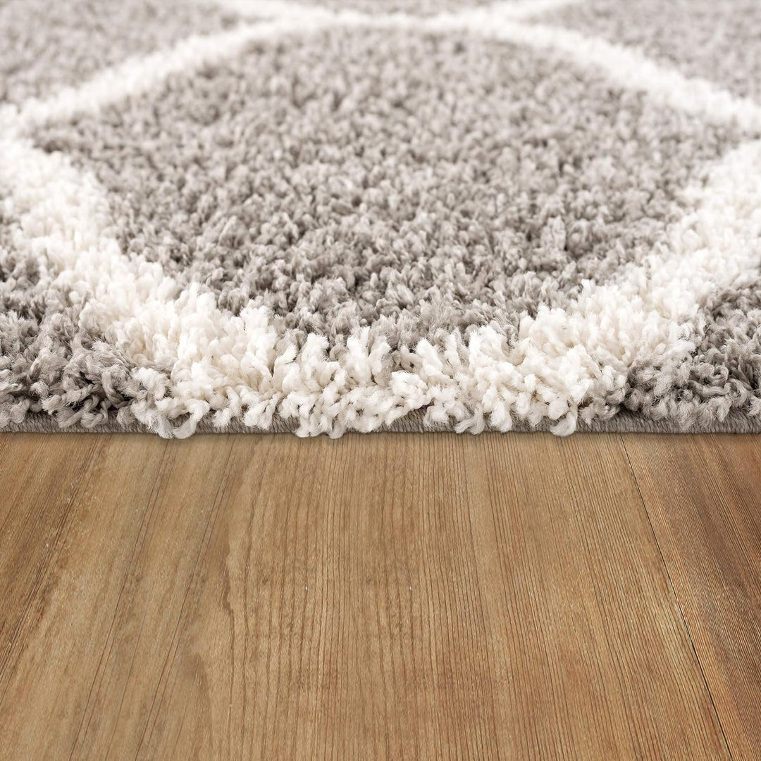 SANAT Madrid Shaggy Teppich - Hochflor Teppiche für Wohnzimmer, Schlafzimmer, Küche - Morocco Grau,