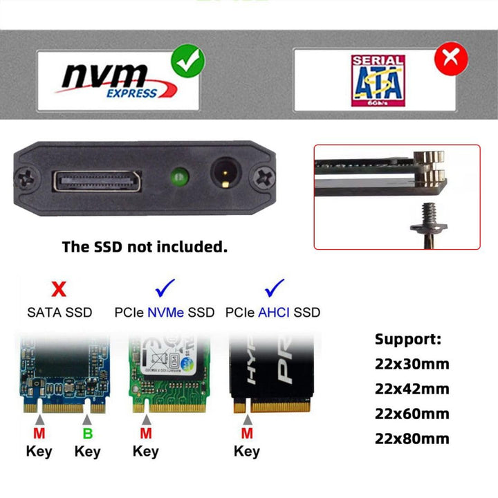 chenyang M.2 NVME/AHCI PCIe SSD zu Oculink SFF-8612 SFF-8611 Festplattengehäuse Konverteradapter mit