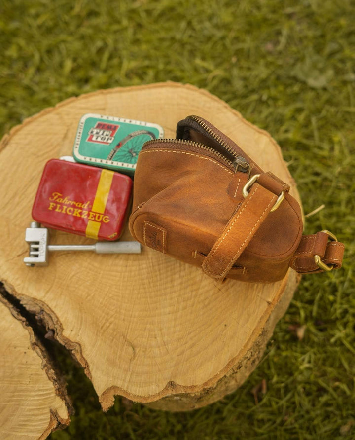 Gusti Fahrradtasche Leder - Gino B. Satteltasche Schlauchtasche für Werkzeug Ledertasche Vintage Bra