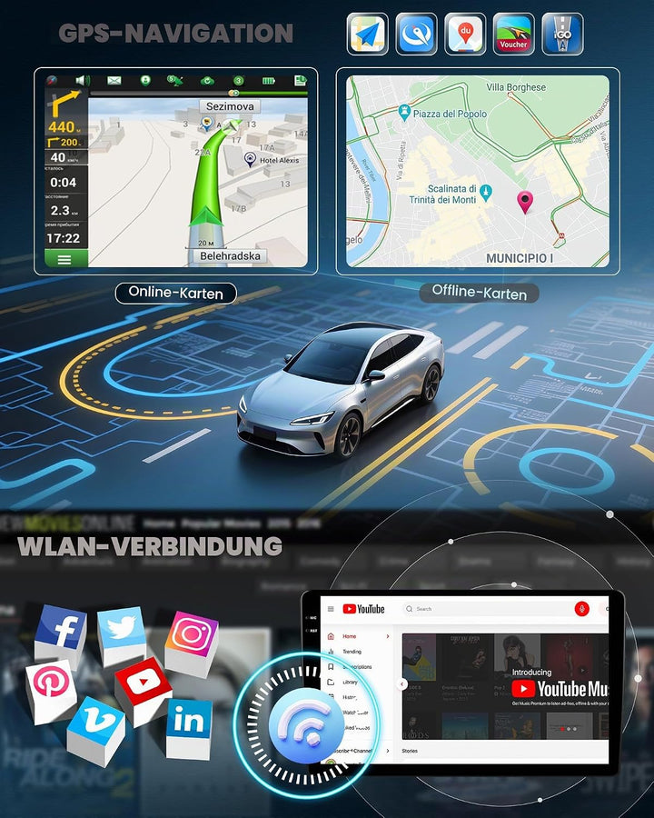 CAMECHO 4+64G Android 13 Autoradio für VW Polo 6R 6C 9N 2008-2016 mit Carplay Android Auto,Display A