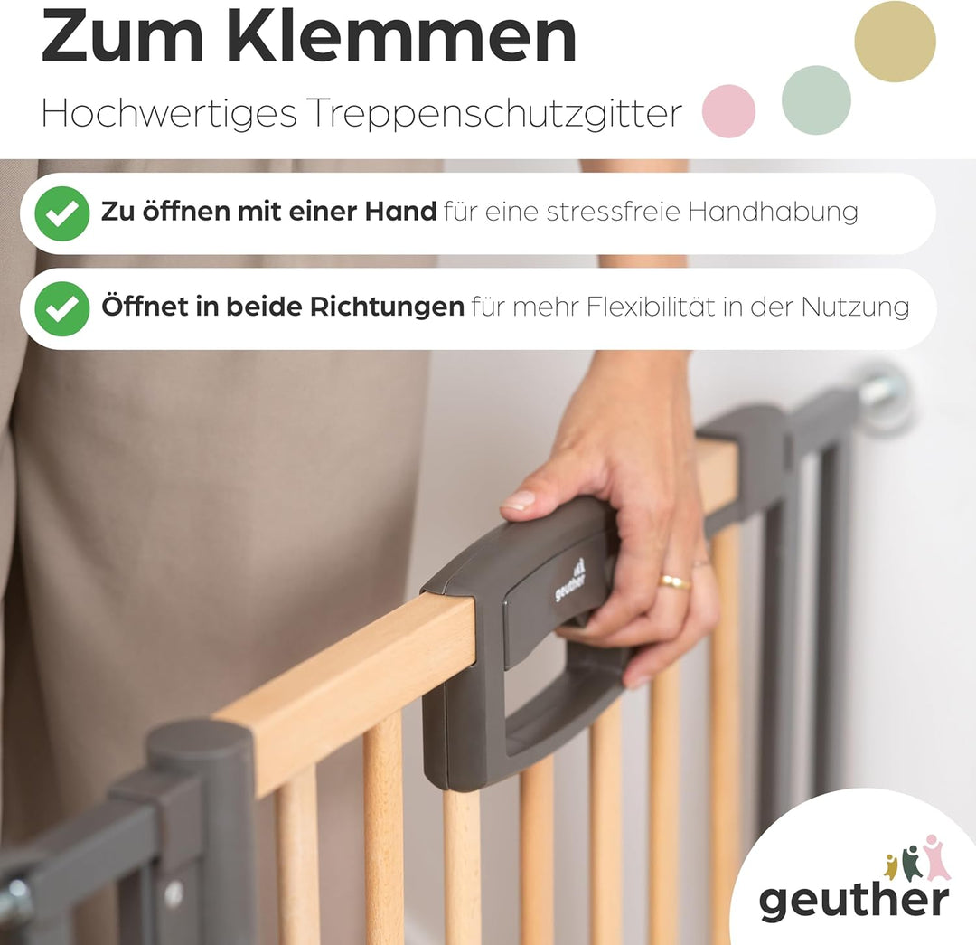 Treppenschutzgitter Easylock Plus zum Klemmen für Öffnungen von 84.5-124.5 cm aus Holz & Metall Brei