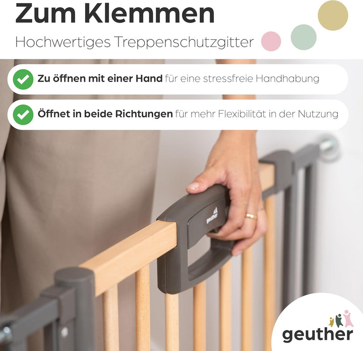 Treppenschutzgitter Easylock Plus zum Klemmen für Öffnungen von 84.5-124.5 cm aus Holz & Metall Brei