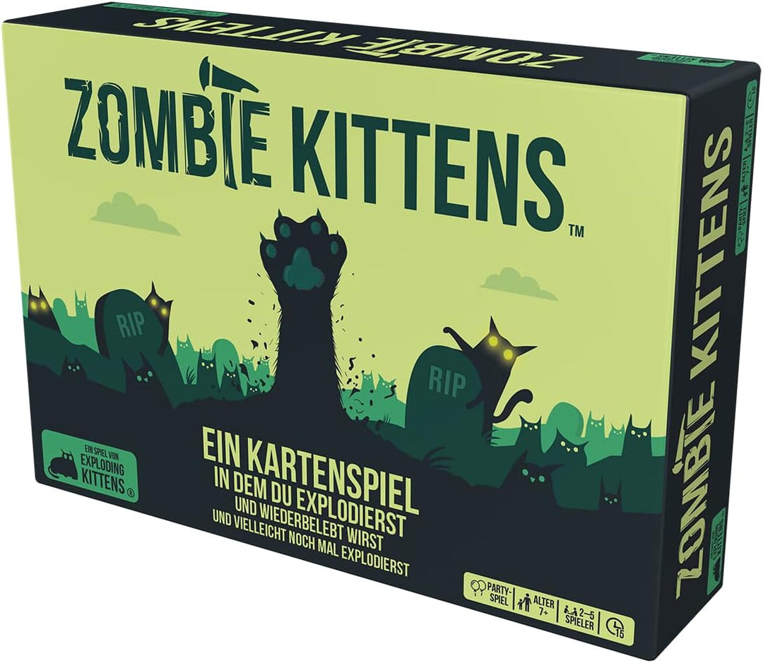 Exploding Kittens, Zombie Kittens, Partyspiel, Kartenspiel, 2-5 Spieler, Ab 7+ Jahren, 15 Minuten, D