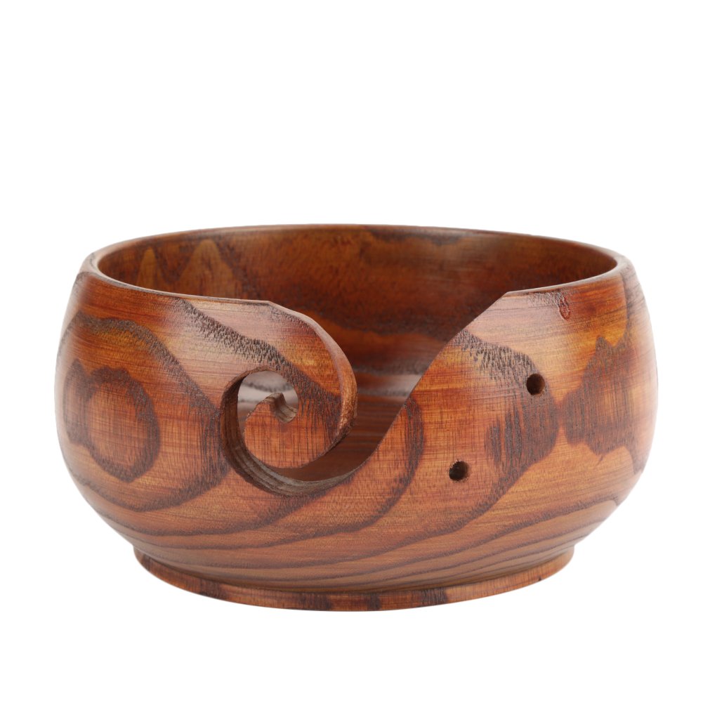 Garnschale für Wolle, Handgefertigte Garnschale aus Holz zum Stricken und Häkeln (14–16 cm) 14-16CM,