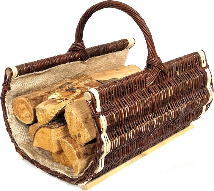 Tigana - Kaminkorb Holzkorb Kaminholzkorb aus Weide mit Jute 60 cm - 90150-60 2F