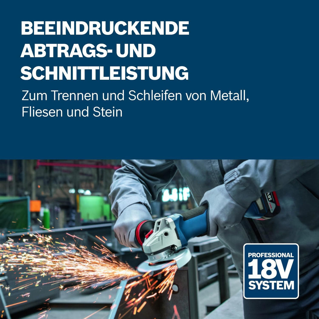 Bosch Professional 18V System Akku Winkelschleifer GWS 18V-10 (Scheiben-Ø: 125mm, inkl. Schnellspann