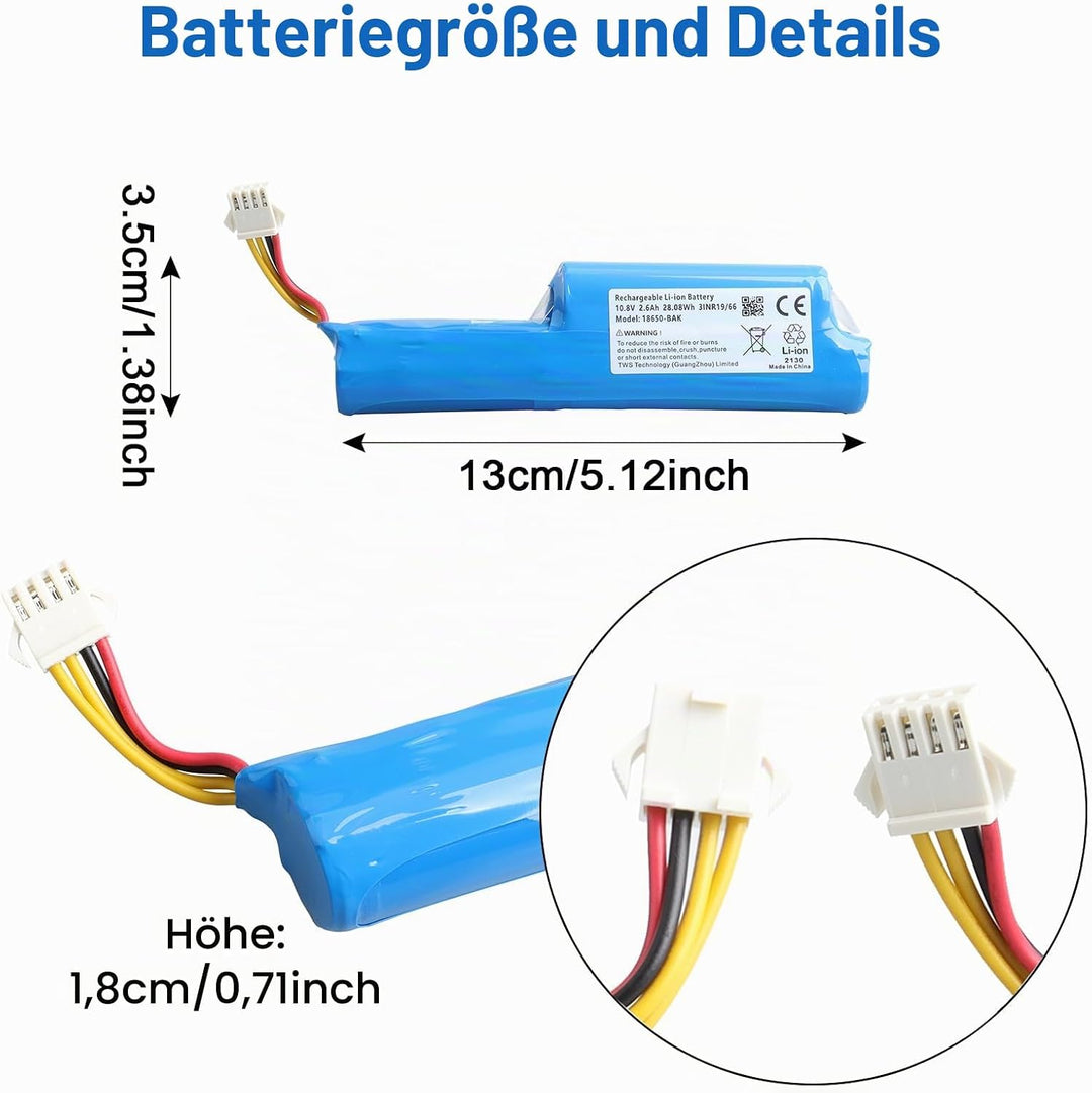 2600mAh Li-Ion Akku Kompatibel mit Vileda VR 102, VR One, VR 201 PetPro, VR 303, Ersetzt 0769-03, 18