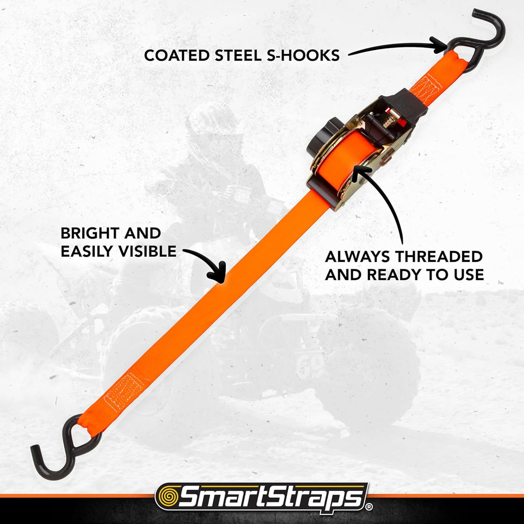 SmartStraps 3 m einziehbare Ratschenspanngurte 1,4 kg Bruchfestigkeit – 0,5 kg sichere Arbeitslast –