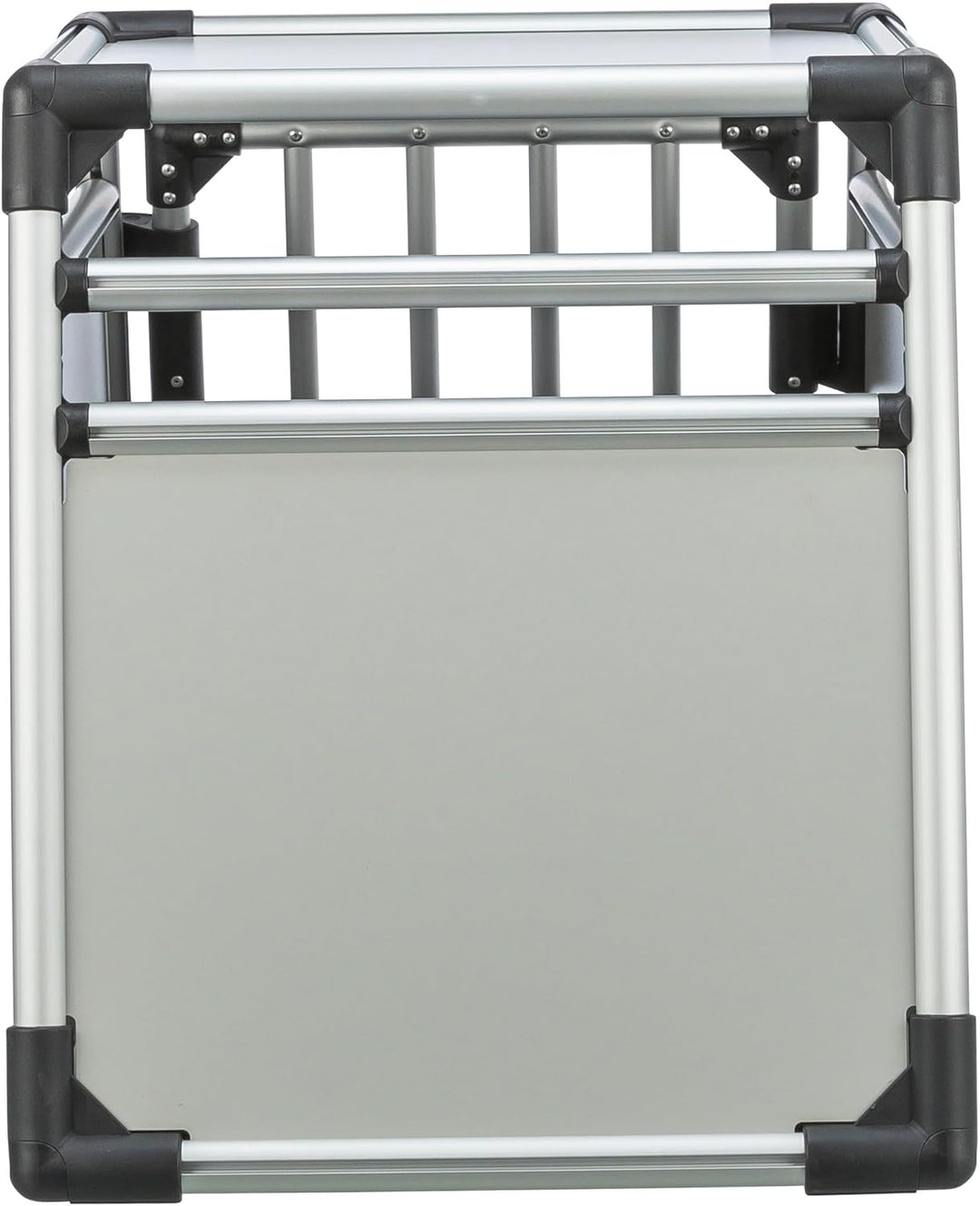 TRIXIE Hunde-Transportbox, Aluminium, M: 55 × 62 × 78 cm, hellgrau/silber, mit Klettleiste am Boden,
