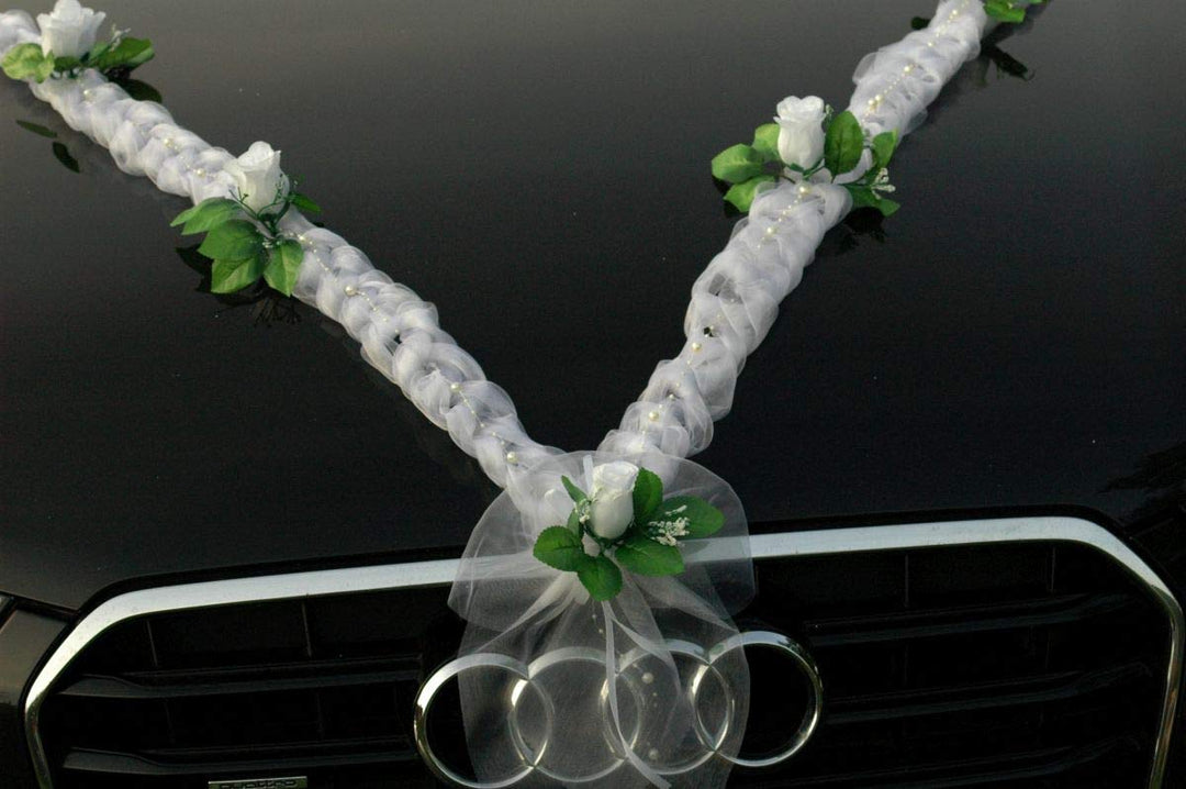 Sonder Organza Girlande Braut Paar Rose Deko Dekoration Hochzeit Car Auto Wedding ®Auto-schmuck Deko