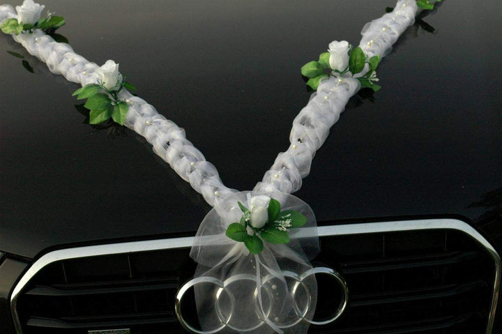 Sonder Organza Girlande Braut Paar Rose Deko Dekoration Hochzeit Car Auto Wedding ®Auto-schmuck Deko