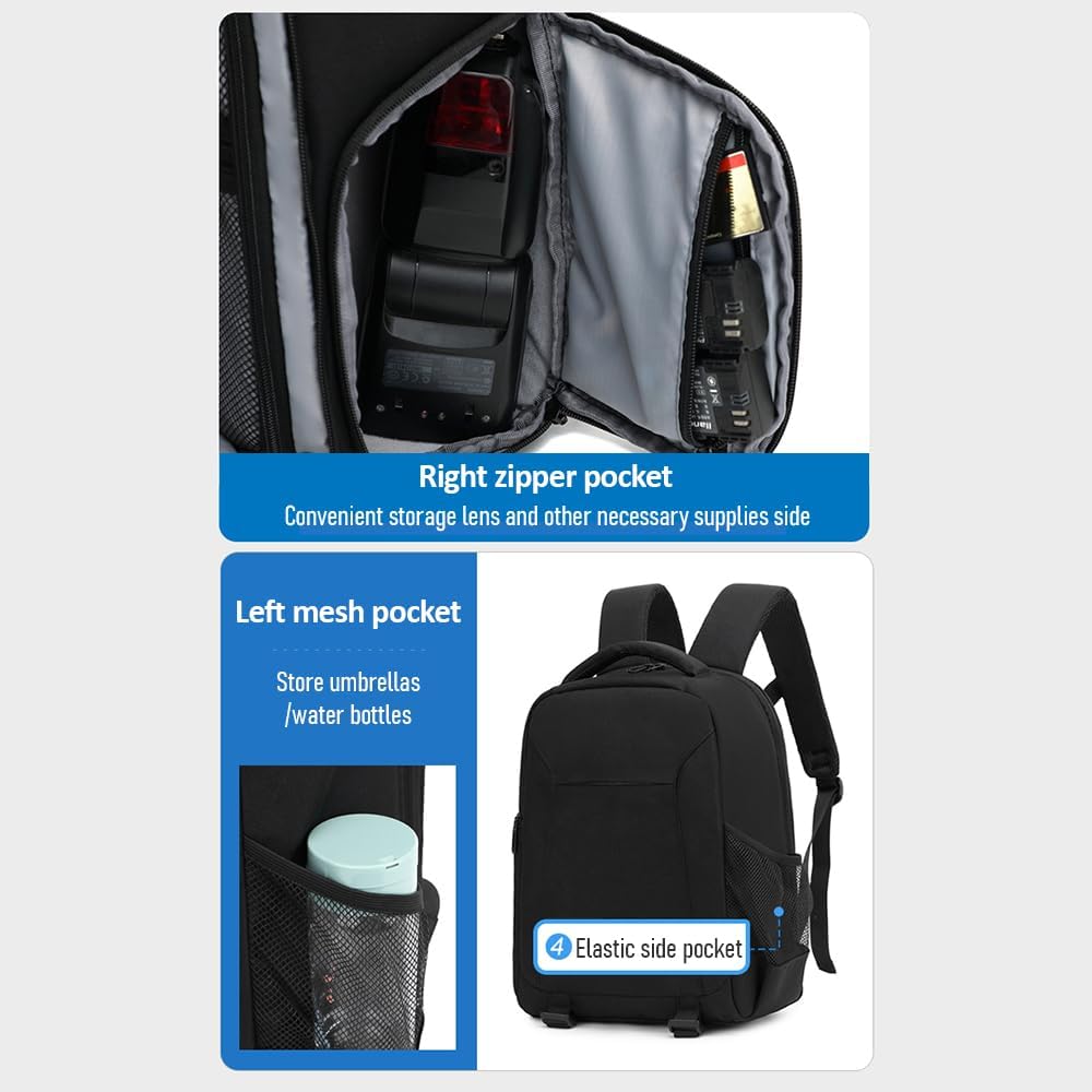 Kamerarucksack, Professionelle Kameratasche für DSLR Spiegelreflexkameras, Wasserdichter Laptop Ruck