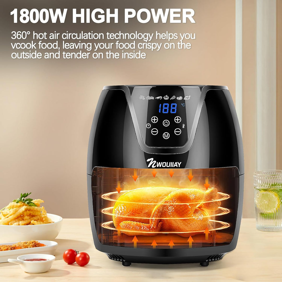 Heissluftfritteuse 5,5L 1800W Air Fryer LED-Touchscreen Frittieren ohne Öl | Grosses Fassungsvermöge