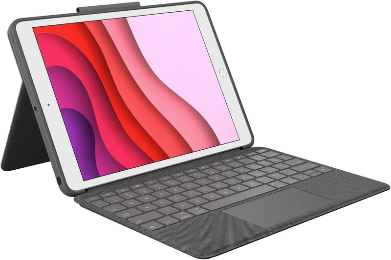 Logitech Combo Touch für iPad (7., 8. und 9. Generation) Schutzcase mit Präzisions-Trackpad, Noteboo