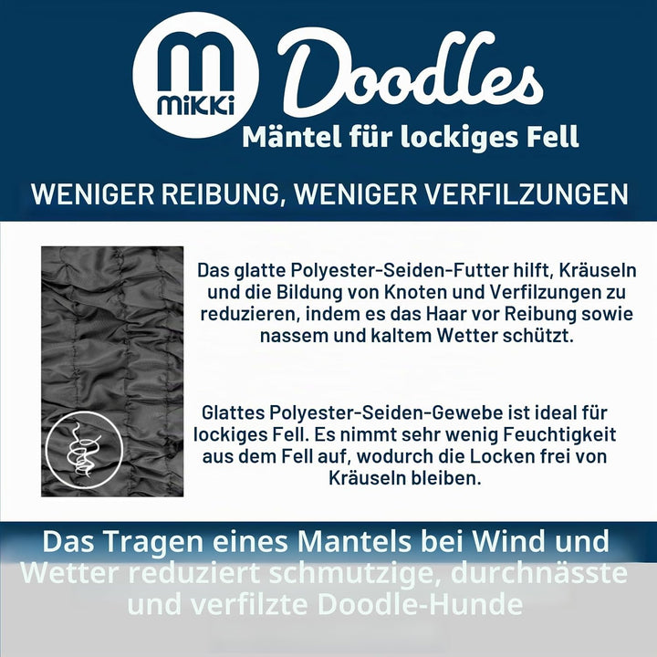 Mikki Doodles Hunde-Regenmantel, wasserdicht, Winddicht, seidiges Futter, weniger Reibung bedeutet w