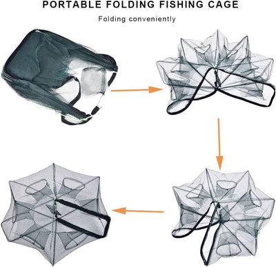 Köderfischreuse Angeln Kescher Karpfen Krebsfalle Angel Netz Folding Fischernetz Trap Tragbare Gefal