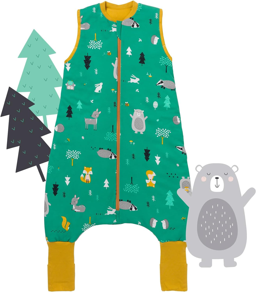 schlummersack Bio Baby Schlafsack mit Füssen Sommer 1 Tog 60 cm dünn Waldtiere | Schlafsack mit Bein