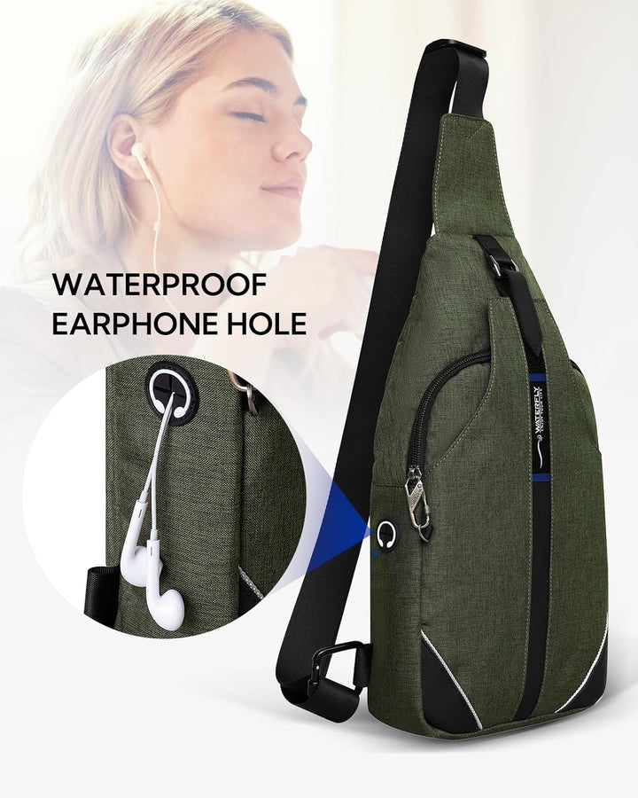 WATERFLY Anti-Diebstahl Sling Bag für Damen und Herren Brusttasche Hippie Crossbody Bag Multipurpose