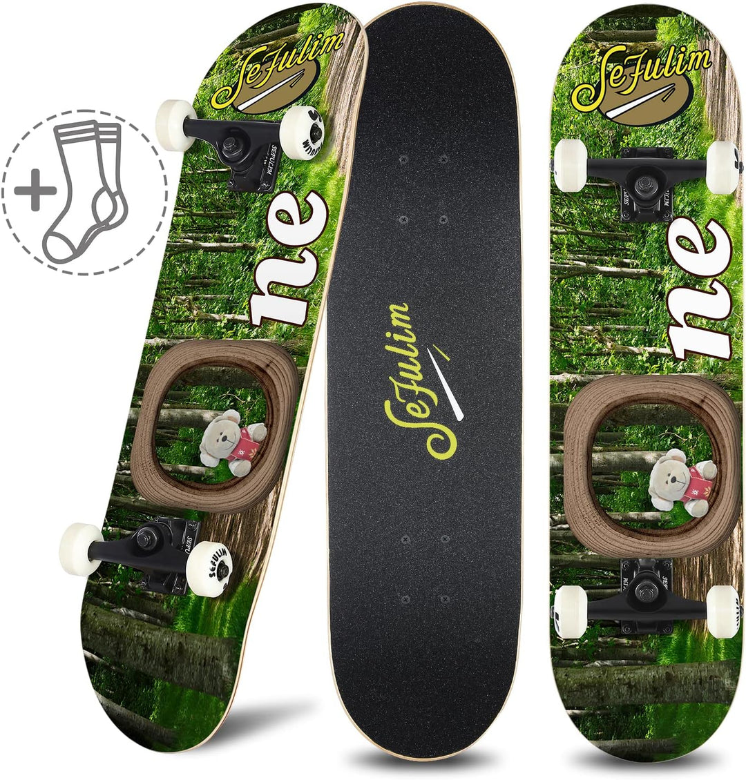 Sefulim Skateboard Adult Komplettboard 31 x 8 Zoll£¬ mit ABEC-7 Kugellager 7 Layer Ahorn f¨¹r Anf?ng