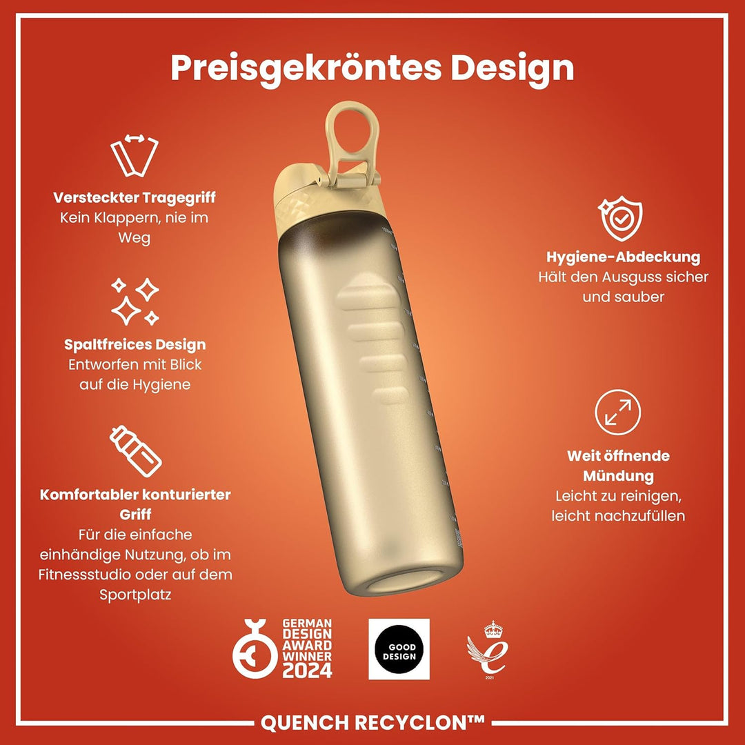 ION8 1 Liter Trinkflasche, 1000ml, Auslaufsicher, Einhandöffnung, Sichere Verriegelung, Spülmaschine