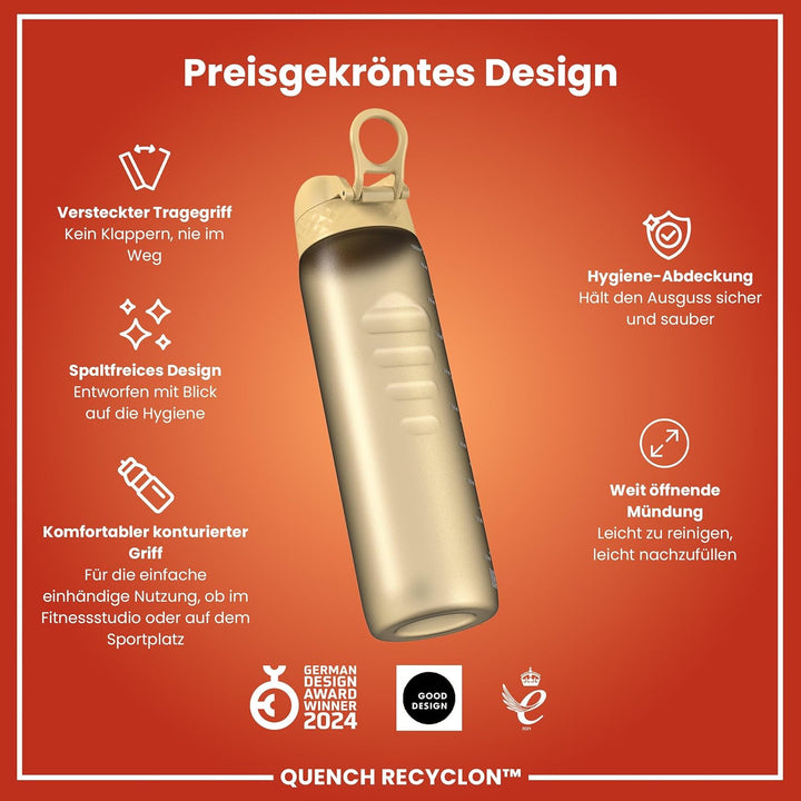 ION8 1 Liter Trinkflasche, 1000ml, Auslaufsicher, Einhandöffnung, Sichere Verriegelung, Spülmaschine