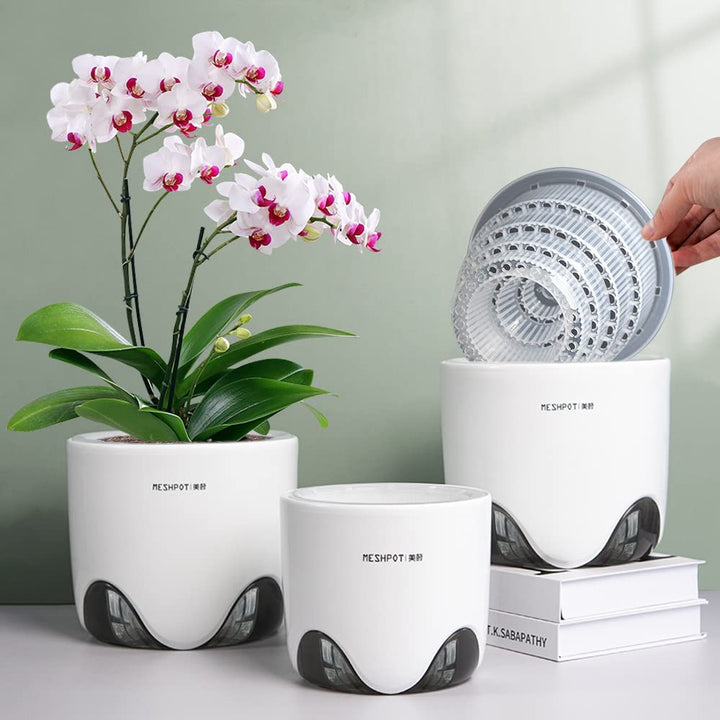 Meshpot Orchideentöpfe mit Löchern zum Umtopfen, 12,7 cm, 2 Stück, doppellagiger Kunststoff-Imitat,