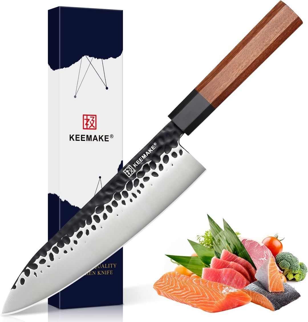 KEEMAKE Kochmesser, japanisches Messer, Klingenlänge 20cm Chefmesser, profi küchenmesser aus hochwer