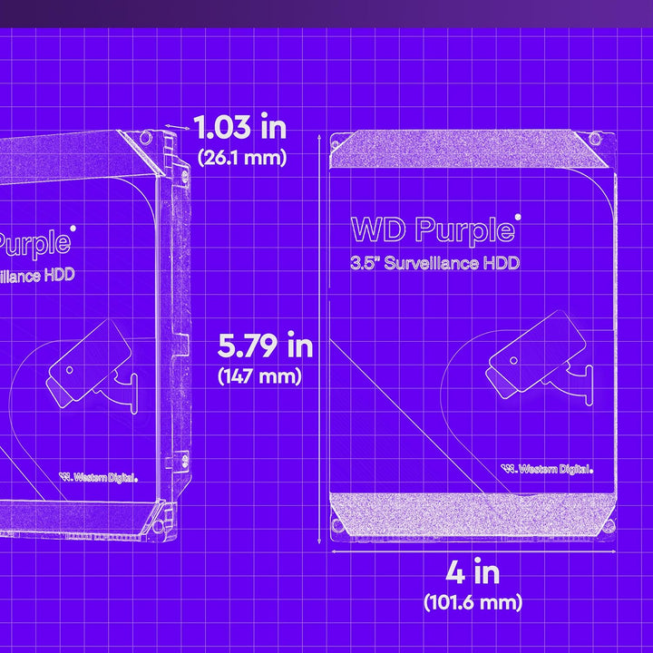 WD Purple interne Festplatte 2 TB (3,5 Zoll, Festplatte für Überwachungskamera, AllFrame-Technologie