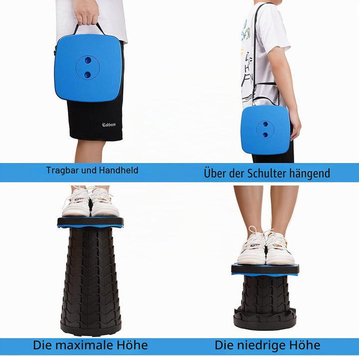 Hesanzol Tragbarer Klapphocker, Teleskophocker Faltbar Campinghocker, Belastung 220kg (Blue) Blau, B