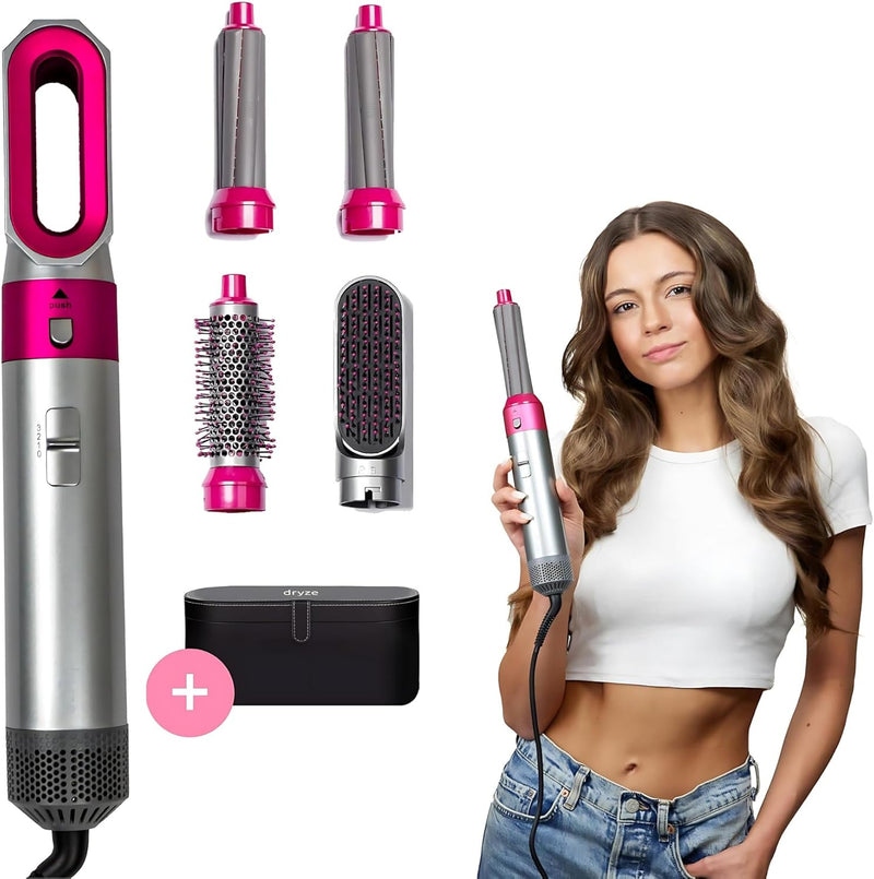 Dryze airstyler 5 in 1, lockenstab, haartrockner, warmluftbürste, föhnbürste, föhn… (Pink/Grey), Pin