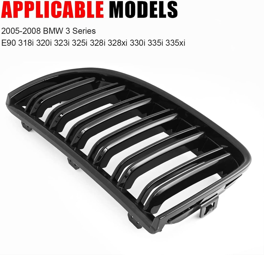 TOPTHAN E90 Kühlergrill Passend für BMW E90 E91 2005 2006 2007 2008 Glanz Kühler Front Doppel Rippen