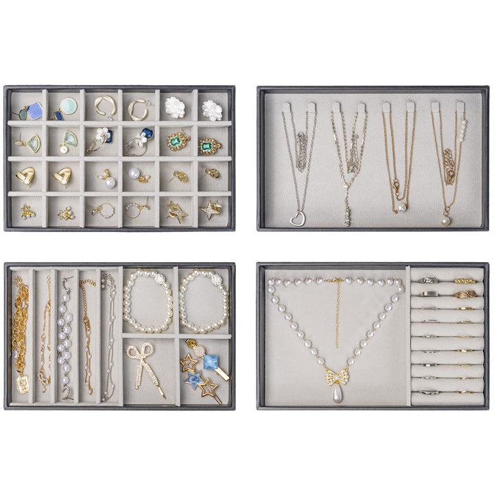 ProCase Schmucktablett Organizer mit 4 Schmuckschalen, Stapelbar Schmuck Schublade Organizer, Schmuc