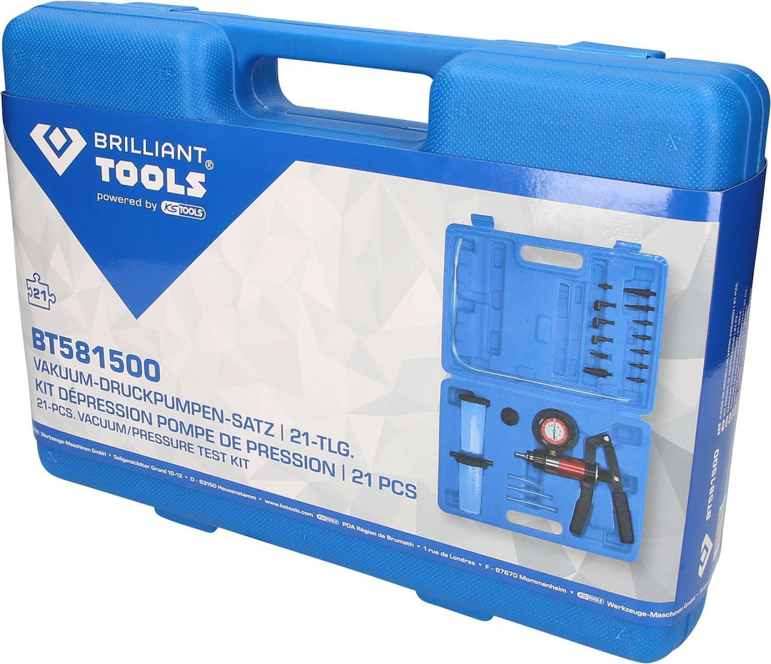 BRILLIANT TOOLS BT581500 Vakuum-Druckpumpen-Satz, 21-tlg [Powered by KS TOOLS]
