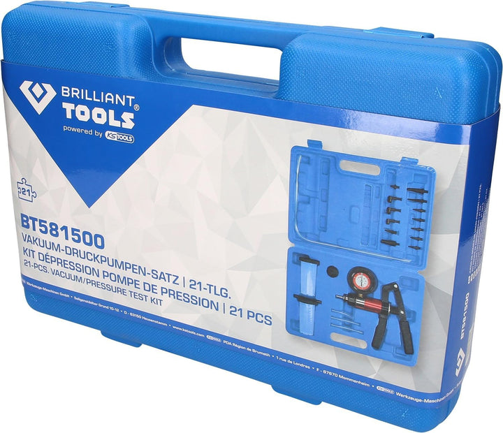 BRILLIANT TOOLS BT581500 Vakuum-Druckpumpen-Satz, 21-tlg [Powered by KS TOOLS]
