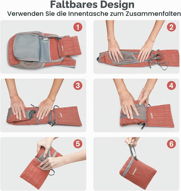 G4Free 10/15/20L Faltbarer Rucksack Klein, Wanderrucksack Leicht, Tagesrucksack Damen Herren für Wan