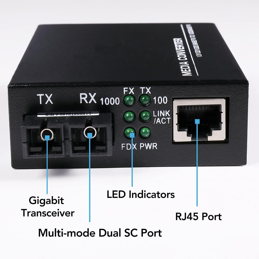 EIN Paar 2er Pack Multi-Mode Dual SC Fiber Gigabit Ethernet Media Converter - Mini 10/100/1000Base-T