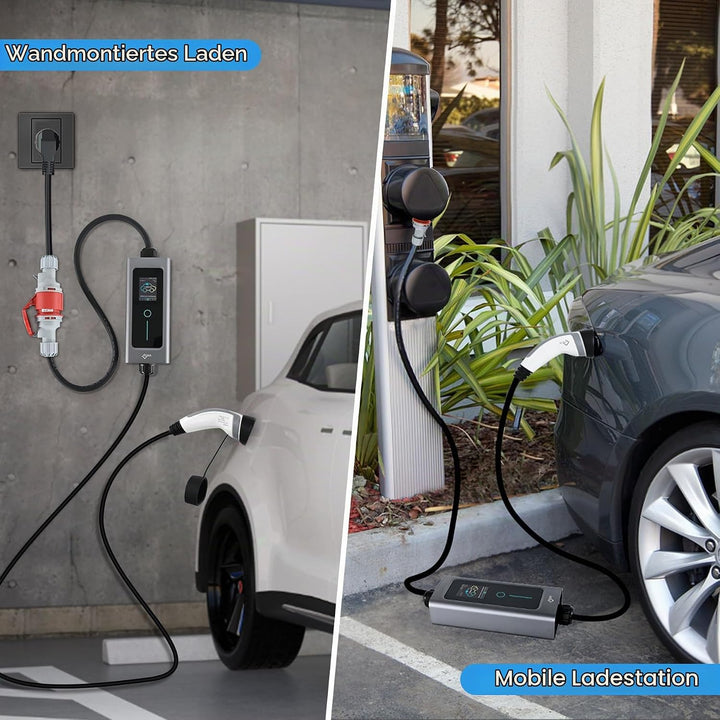EVIEUN EV Ladekabel Typ 2 11 kW 3-Phasen 6-16 A 5 M, EV-Ladegerät Ladekabel CEE auf Typ 2 mit Allen