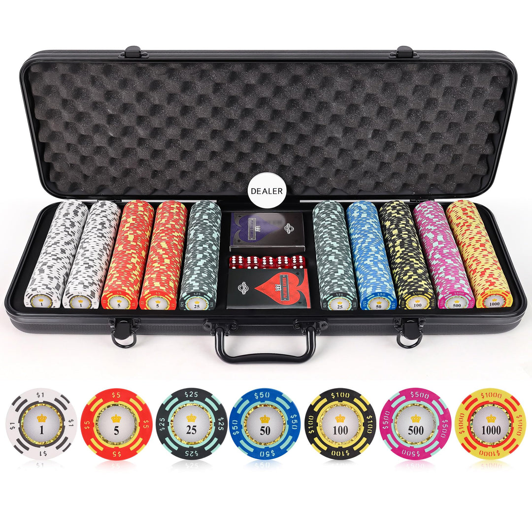 JPC 500 Piece Crown Casino Clay Poker Chips Set by