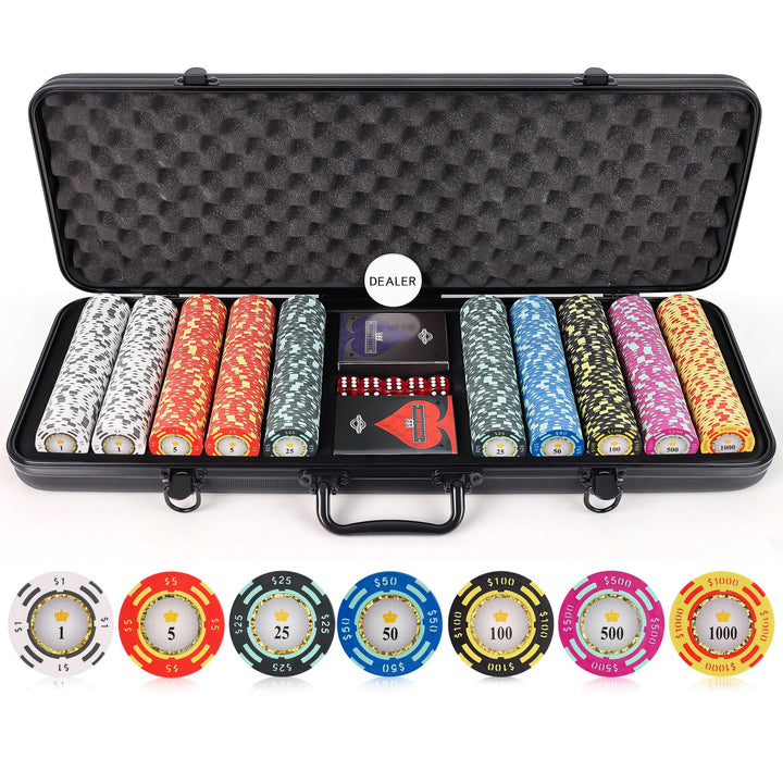 JPC 500 Piece Crown Casino Clay Poker Chips Set by