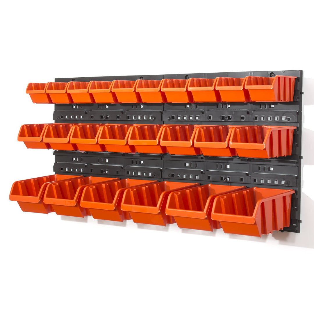 26 teilg. Wandregal Serie Orderline Lagerregal Regale inkl. Stapelboxen orange