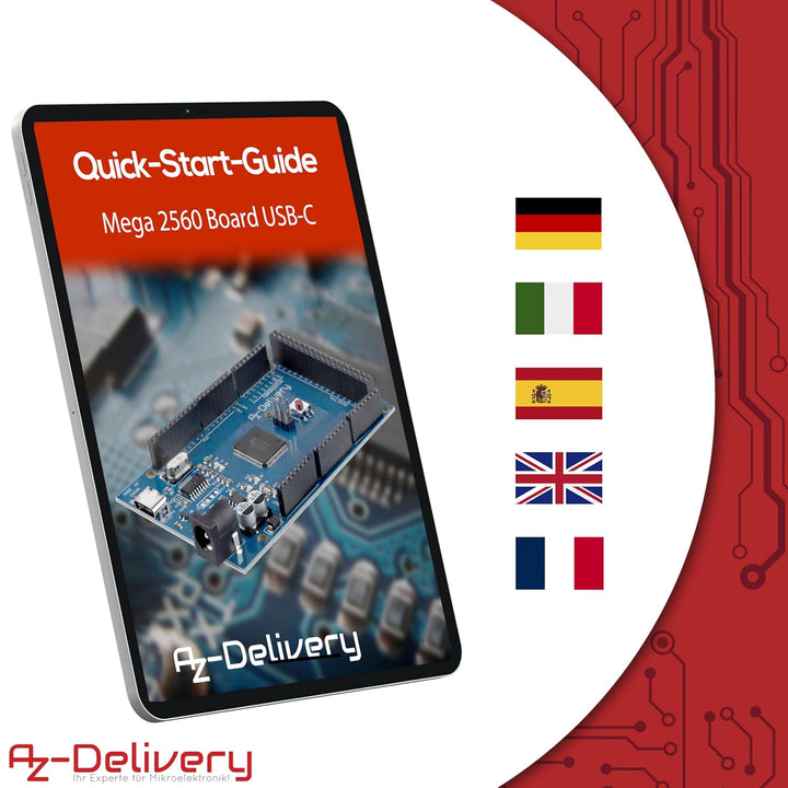 AZDelivery 3X AZ-MEGA2560-Board Mikrokontroller mit USB-C Anschluss Entwicklungsboard kompatibel mit