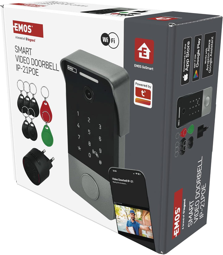 EMOS GoSmart Video-Türklingel mit App - 1-Draht Ethernet Verbindung - wasserfeste Smart Home Videokl